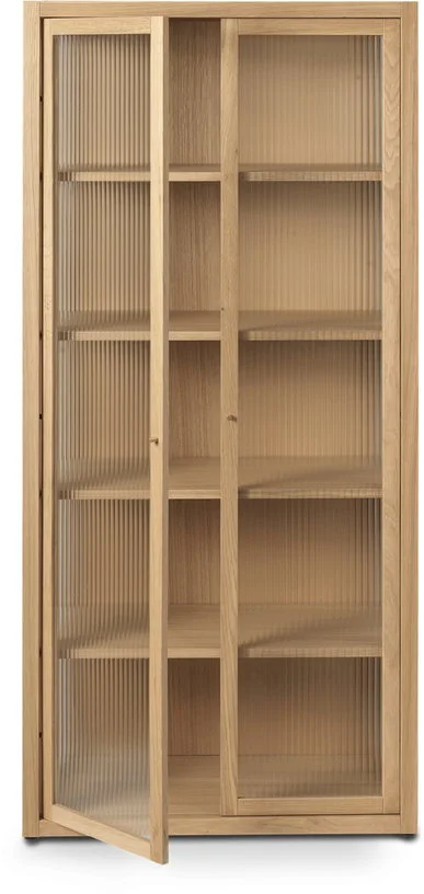 Vitrine en chêne et verre texturé 155cm Reed - Ferm Living