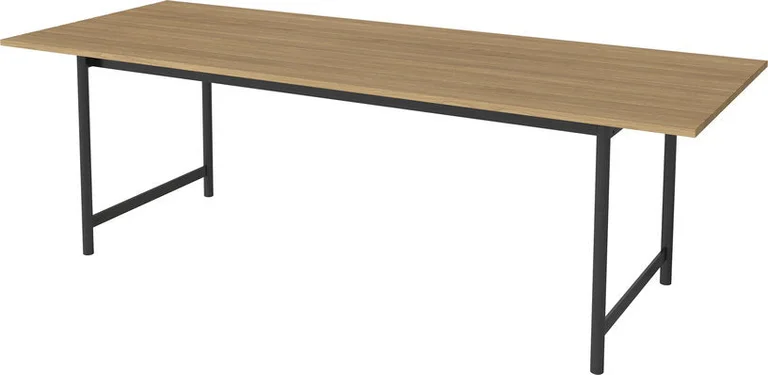 Table à manger d'extérieur en teck et acier laqué noir 230 x 90 cm Track - Bolia