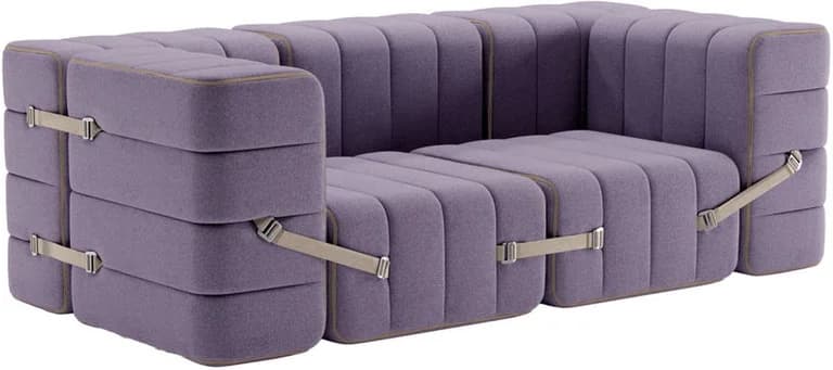 Canapé modulable avec accoudoirs 2 places en tissu dama lilas 204x102x68cm Curt - Ambivalenz