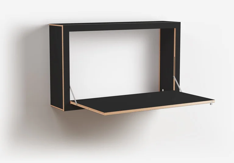 Bureau mural en bouleau teinté noir 100x60x20cm Fläpps Box - Ambivalenz