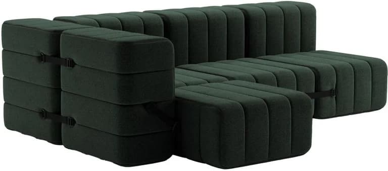 Canapé modulable d'angle en tissu dama vert foncé 238x170x68cm Curt - Ambivalenz
