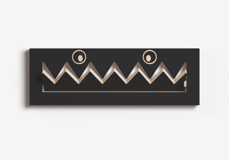Porte-manteaux en bouleau teinté noir 60x20cm Fläpps Monsterhäng - Ambivalenz