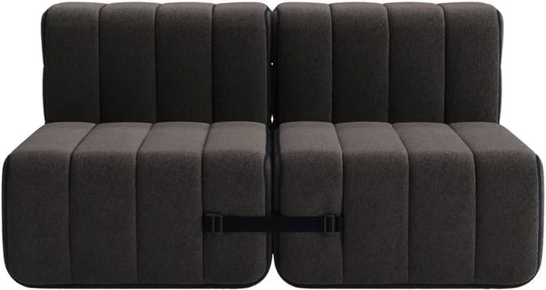Canapé modulable 2 places en tissu jet gris marron 136x102x68cm Curt - Ambivalenz